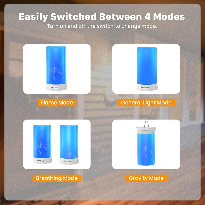 Hompavo Store 【Upgraded】 LED Flame Lights with Remote & Timer, 4-Mode Rechargeable Battery Operated Flameless Candles, Waterproof Pillar Flickering Lanterns for Room Patio Wedding Halloween Home Decor, Blue - Image 3